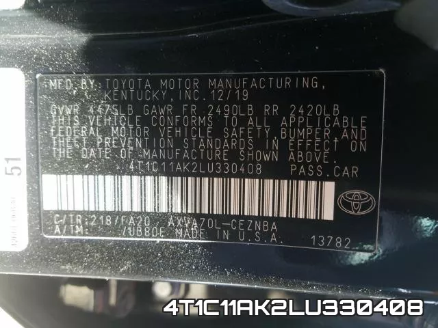 4T1C11AK2LU330408 фото 2