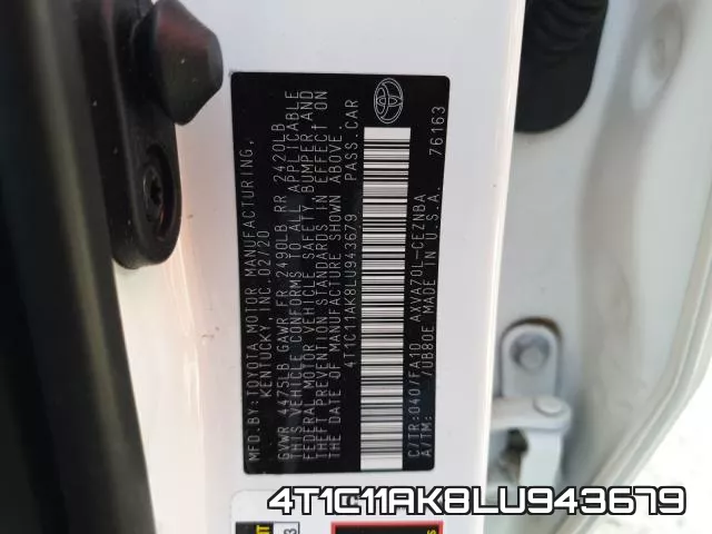 4T1C11AK8LU943679 фото 2
