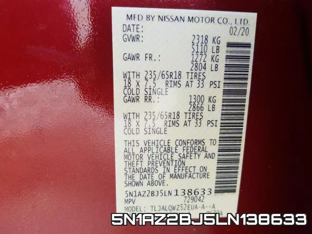 5N1AZ2BJ5LN138633 фото 2