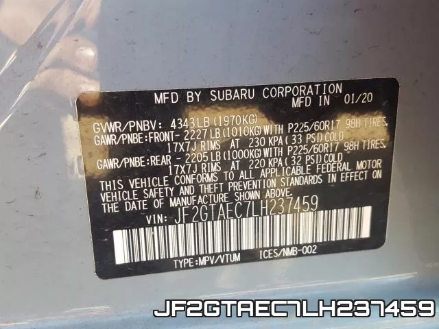 JF2GTAEC7LH237459 фото 2