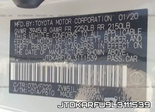 JTDKARFU9L3111539 фото 10