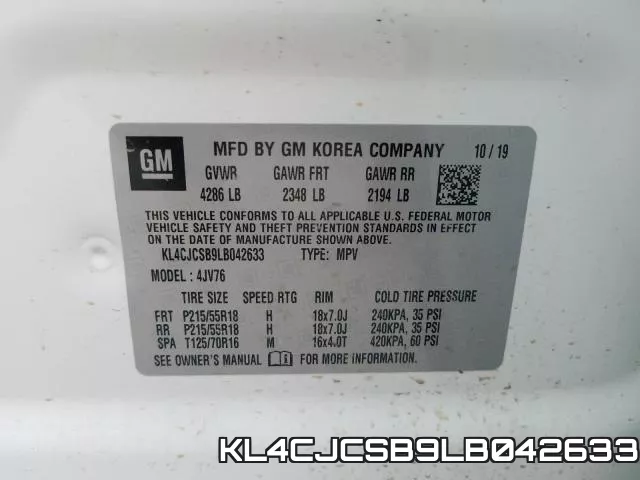 KL4CJCSB9LB042633 фото 2