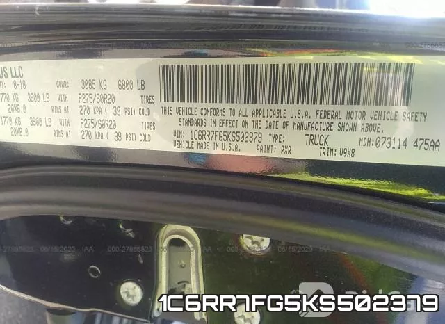 1C6RR7FG5KS502379 фото 10