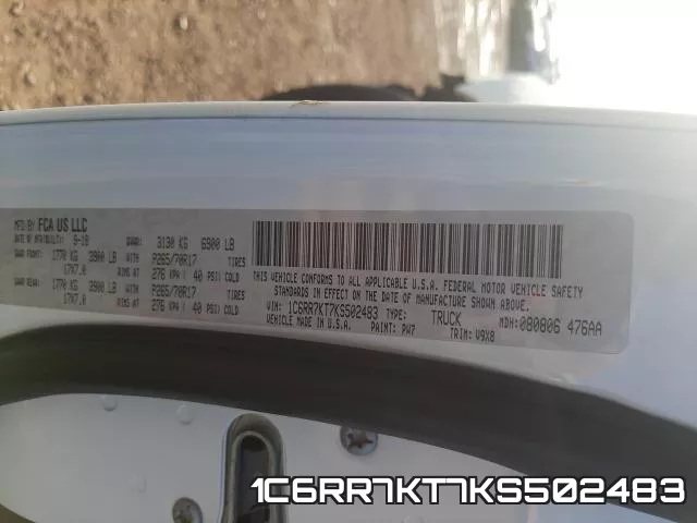 1C6RR7KT7KS502483 фото 2