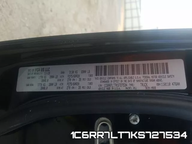 1C6RR7LT7KS727534 фото 2
