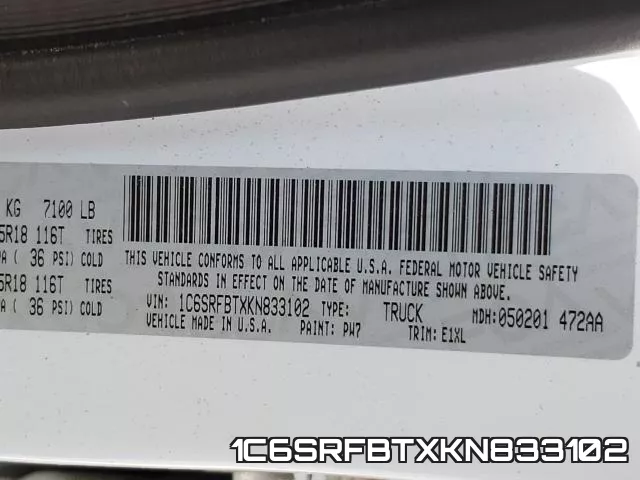 1C6SRFBTXKN833102 фото 2