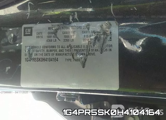 1G4PR5SK0H4104164 фото 9