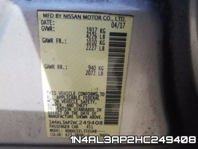 1N4AL3AP2HC249408 фото 2