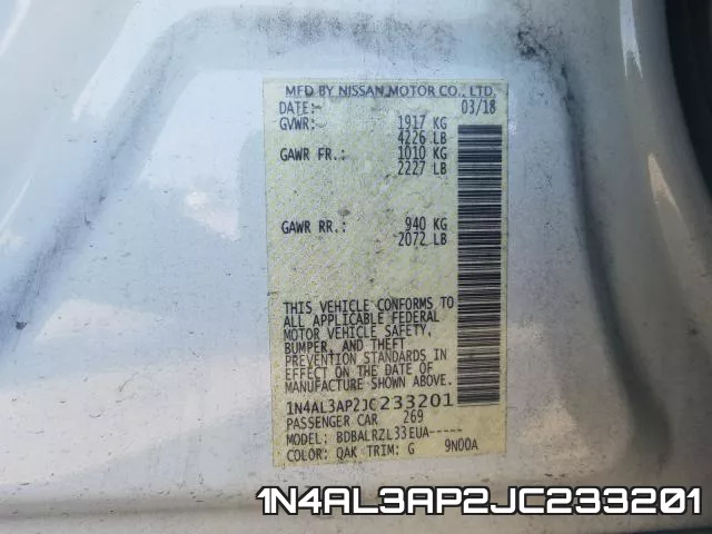 1N4AL3AP2JC233201 фото 2