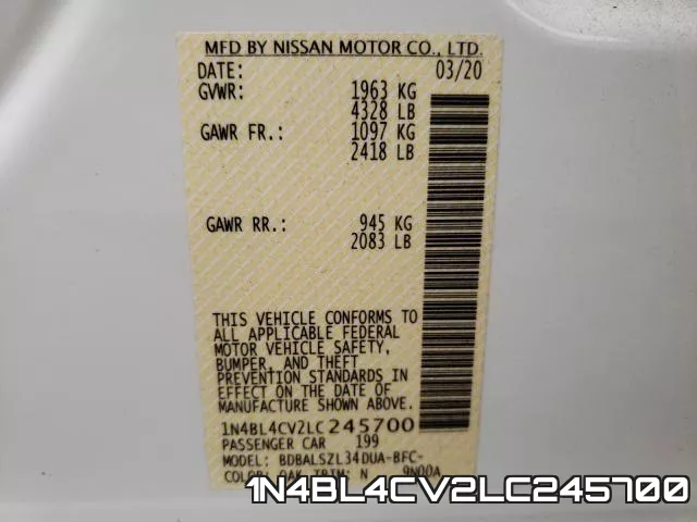 1N4BL4CV2LC245700 фото 2