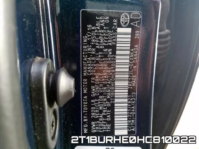 2T1BURHE0HC810022 фото 2