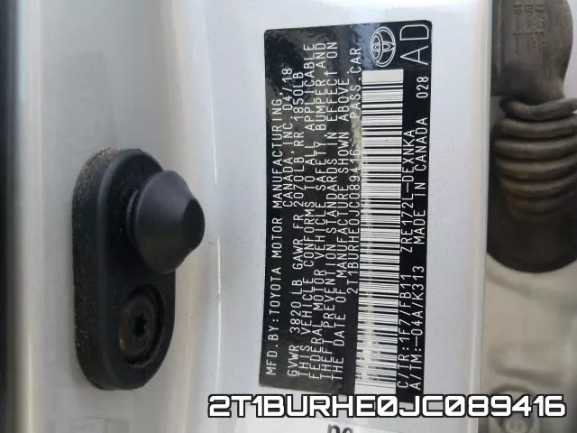 2T1BURHE0JC089416 фото 2