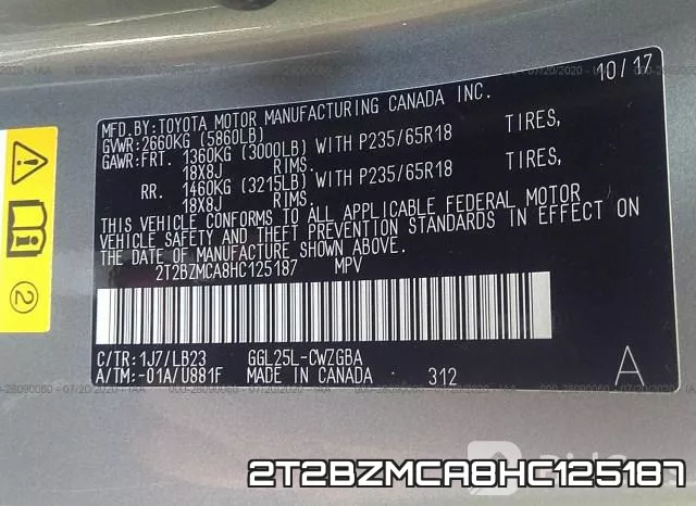 2T2BZMCA8HC125187 фото 10