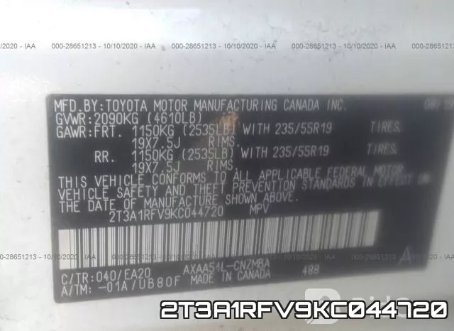 2T3A1RFV9KC044720 фото 9