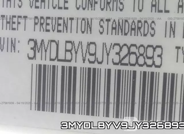 3MYDLBYV9JY326893 фото 10