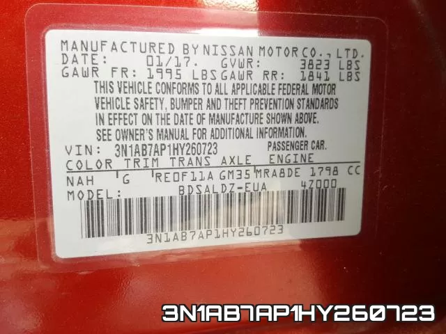 3N1AB7AP1HY260723 фото 2