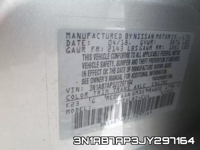 3N1AB7AP3JY297164 фото 2