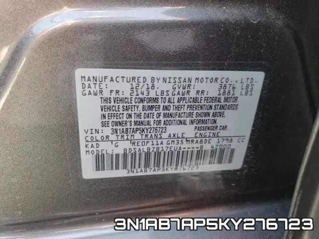 3N1AB7AP5KY276723 фото 2