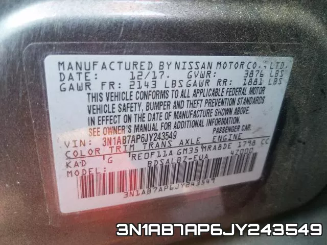 3N1AB7AP6JY243549 фото 2