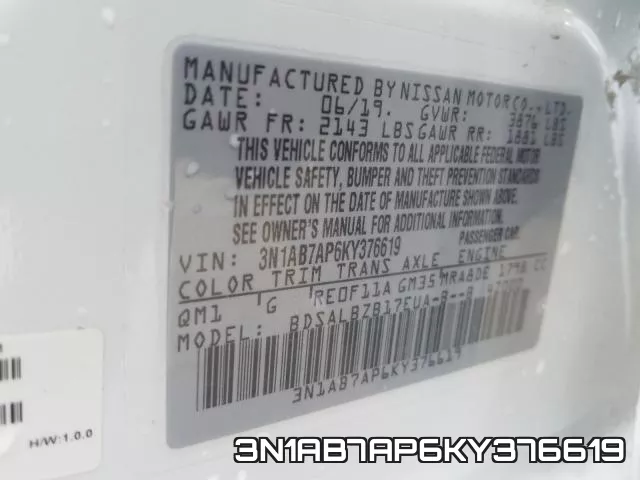 3N1AB7AP6KY376619 фото 2