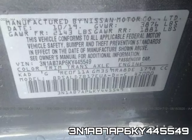 3N1AB7AP6KY445549 фото 8