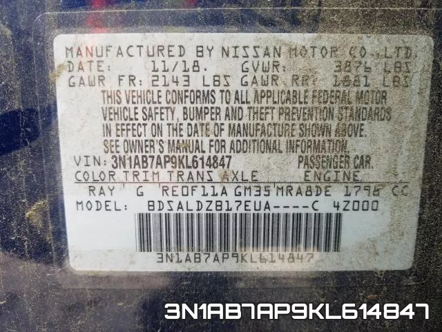 3N1AB7AP9KL614847 фото 2