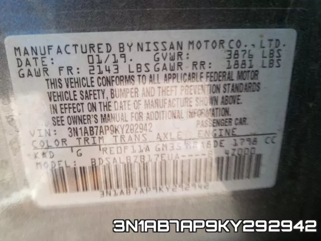3N1AB7AP9KY292942 фото 2