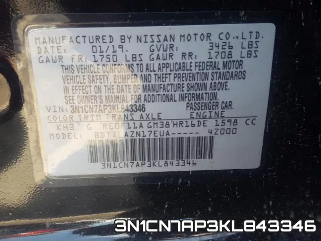 3N1CN7AP3KL843346 фото 2