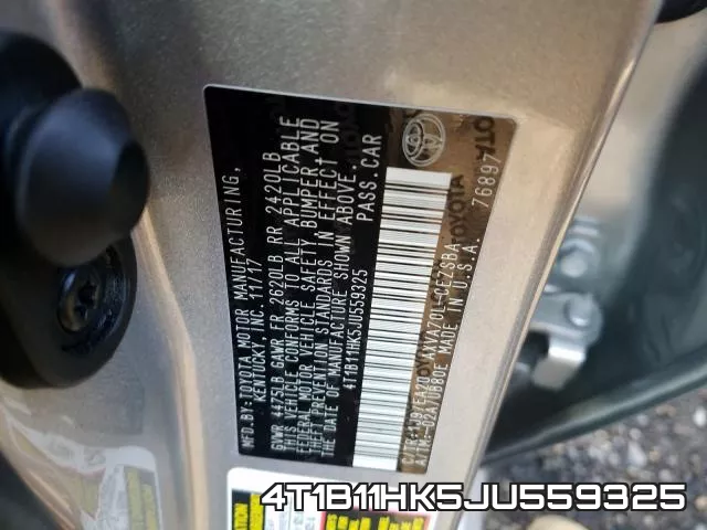 4T1B11HK5JU559325 фото 2