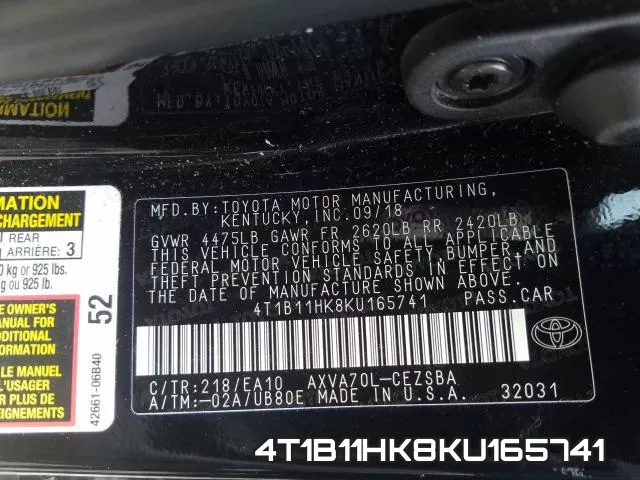 4T1B11HK8KU165741 фото 2