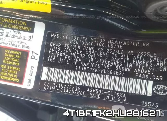 4T1BF1FK2HU281627 фото 10