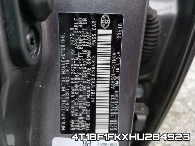 4T1BF1FKXHU284923 фото 2