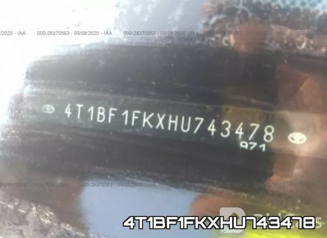 4T1BF1FKXHU743478 фото 10