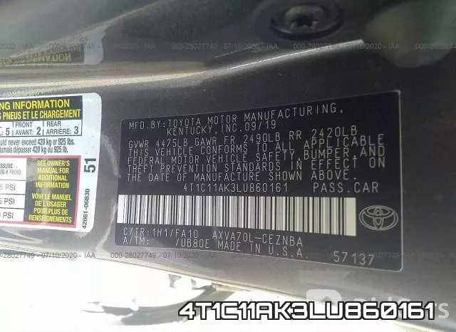 4T1C11AK3LU860161 фото 9