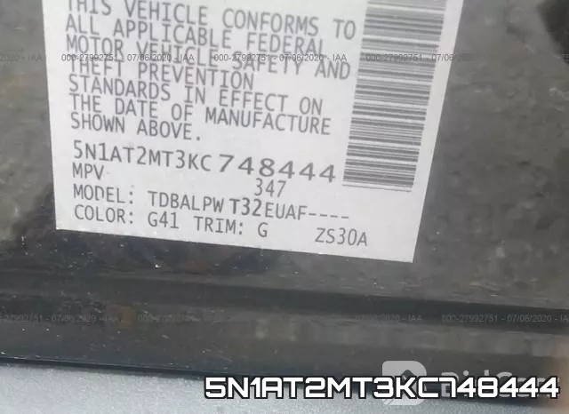 5N1AT2MT3KC748444 фото 10