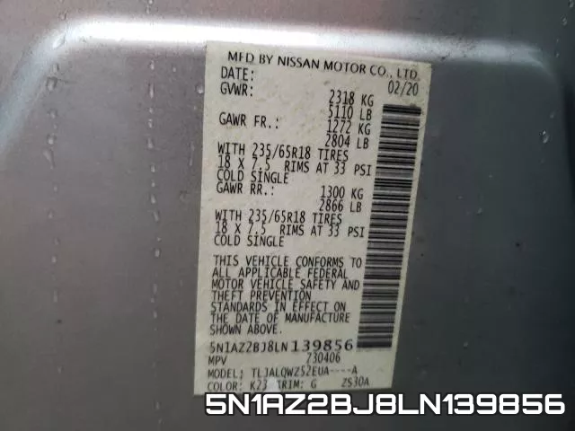 5N1AZ2BJ8LN139856 фото 2