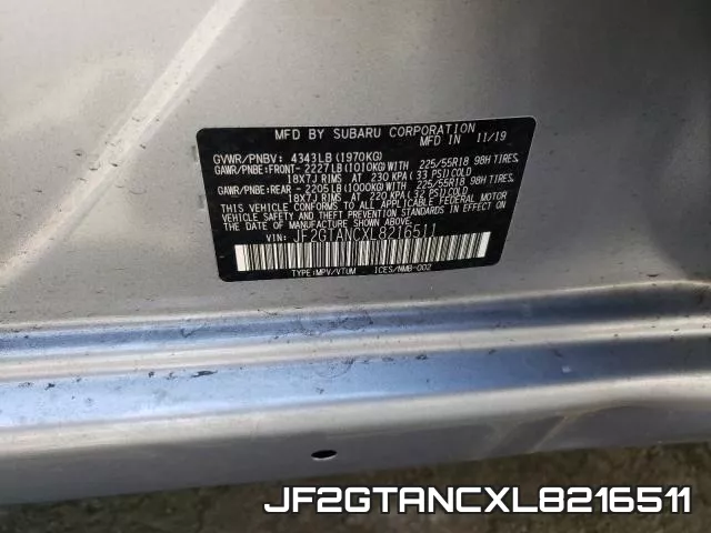 JF2GTANCXL8216511 фото 2