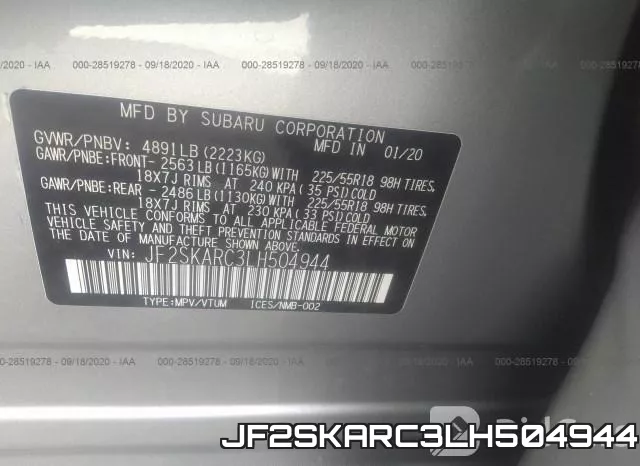 JF2SKARC3LH504944 фото 10