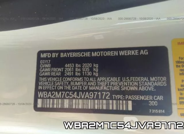 WBA2M7C54JVA97172 фото 10