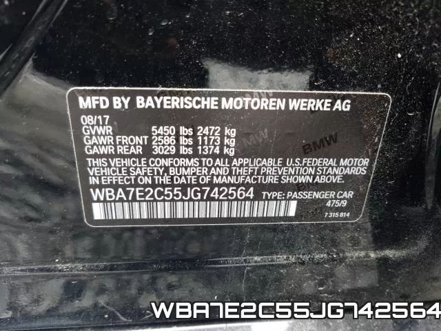 WBA7E2C55JG742564 фото 2