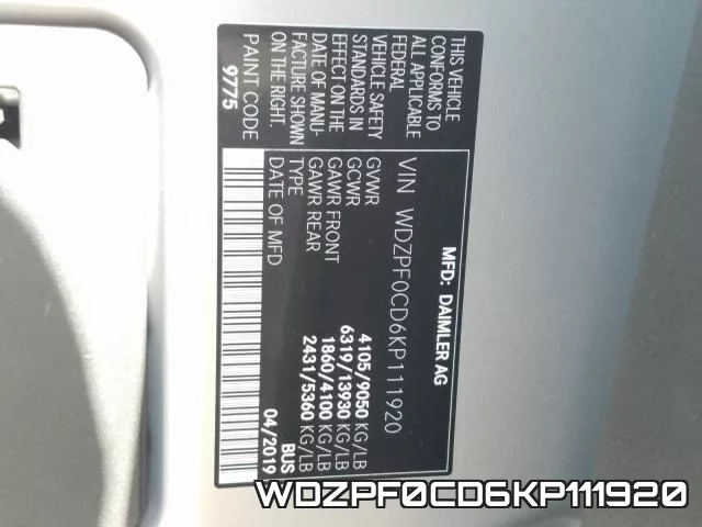 WDZPF0CD6KP111920 фото 2