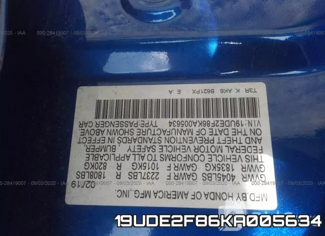 19UDE2F86KA005634 фото 10