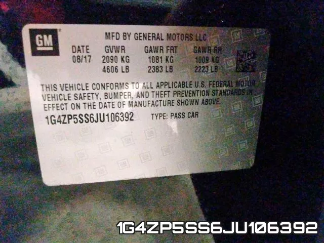 1G4ZP5SS6JU106392 фото 2