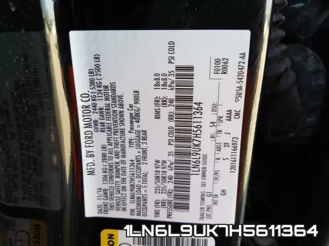 1LN6L9UK7H5611364 фото 2
