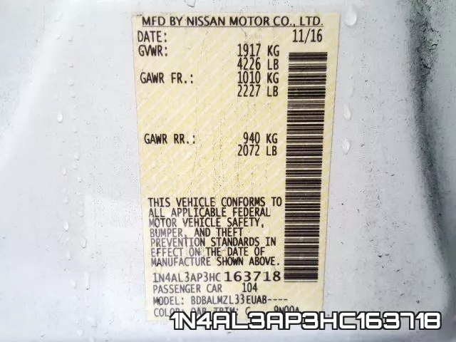 1N4AL3AP3HC163718 фото 2