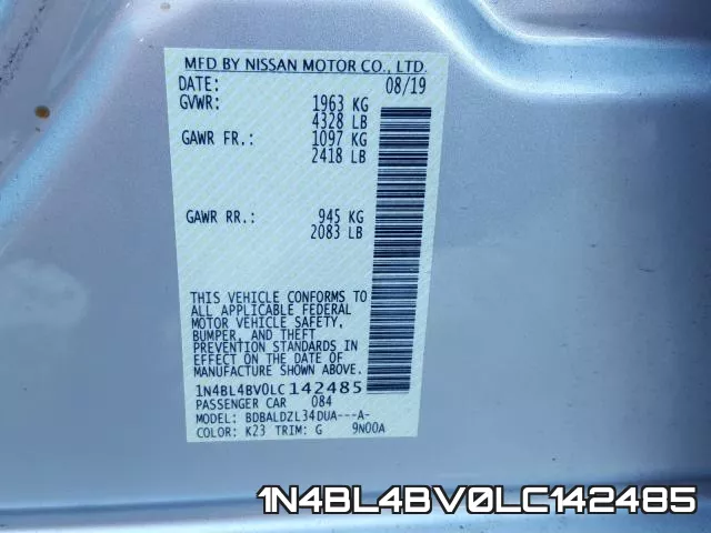 1N4BL4BV0LC142485 фото 2