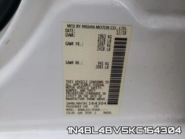 1N4BL4BV5KC164304 фото 2