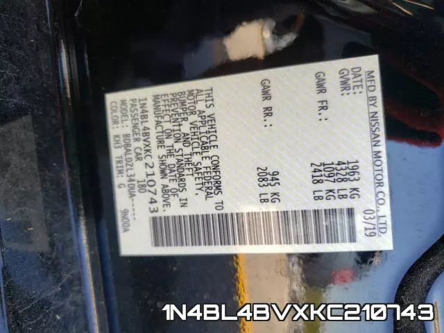1N4BL4BVXKC210743 фото 2