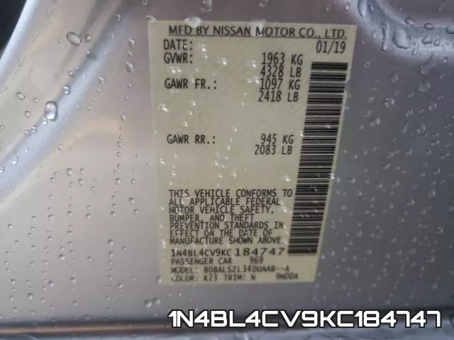 1N4BL4CV9KC184747 фото 2