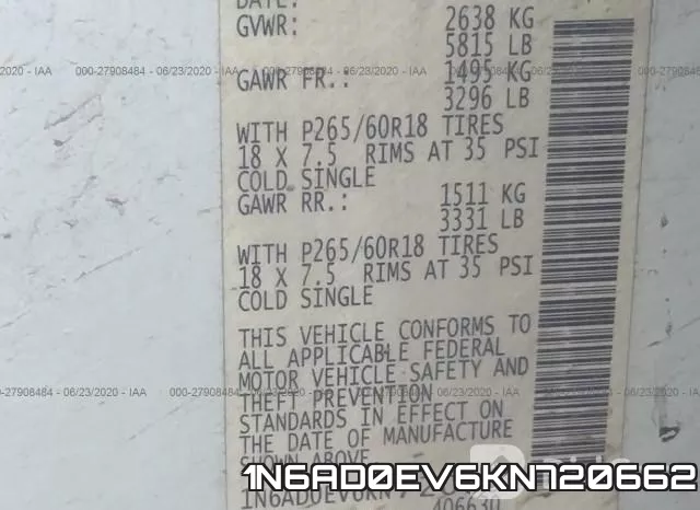 1N6AD0EV6KN720662 фото 10